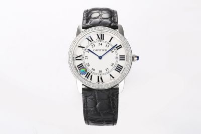 Cartier ronde louis cartier watch Imported Quartz Movement 36mm for Large 29.5mm for Small Diamond Bezel Watch